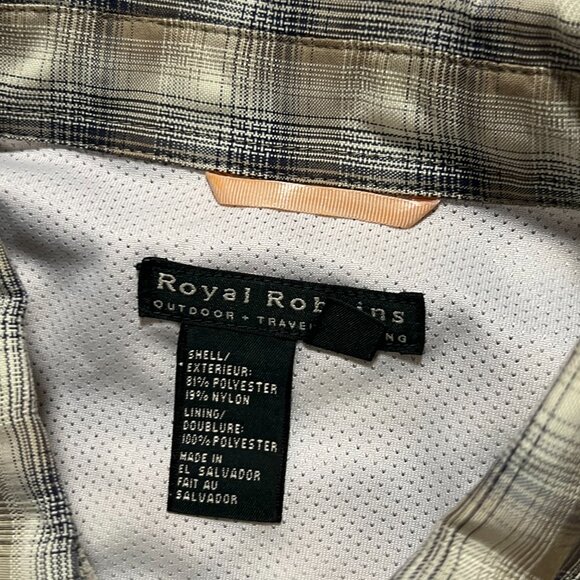 Royal Robbins Shirt Outdoor Hiking Gorpcore Beige Short Sleeve Men's size XXL - Picture 6 of 9